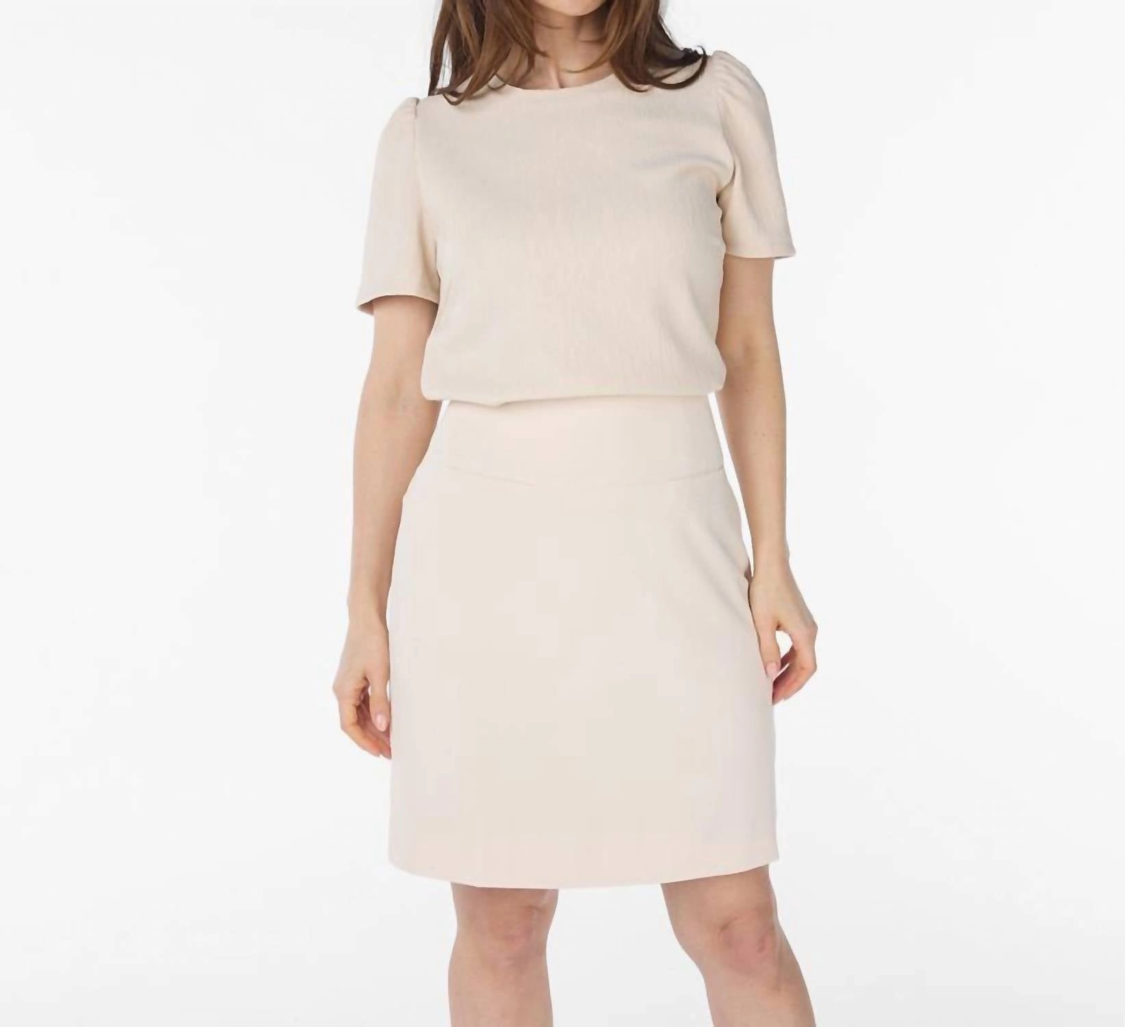 City Twill Skirt In Sand Button Fastenings