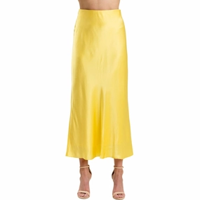 Rhodes Maxi Silk Skirt In Lemon Drop All Season