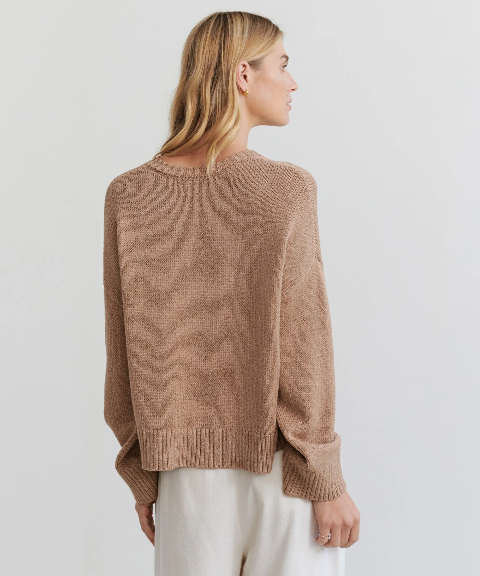 Linen Dylan Sweater Flatlock Seam Construction ReverseCoil Zipper