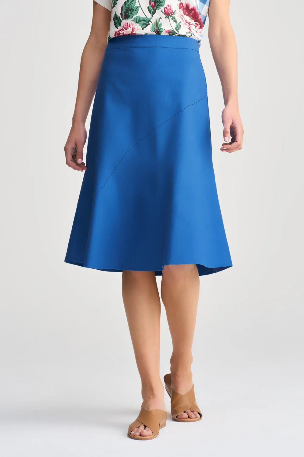 Twist Knot Details Tagless label Linen Skirt - Cobalt Blue