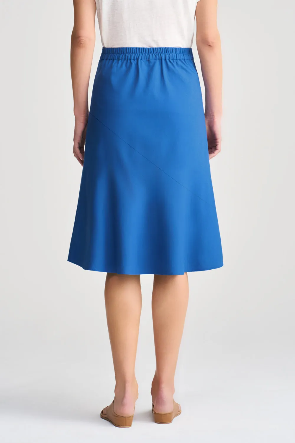 Vibrant color Tailored Cut Linen Skirt - Cobalt Blue