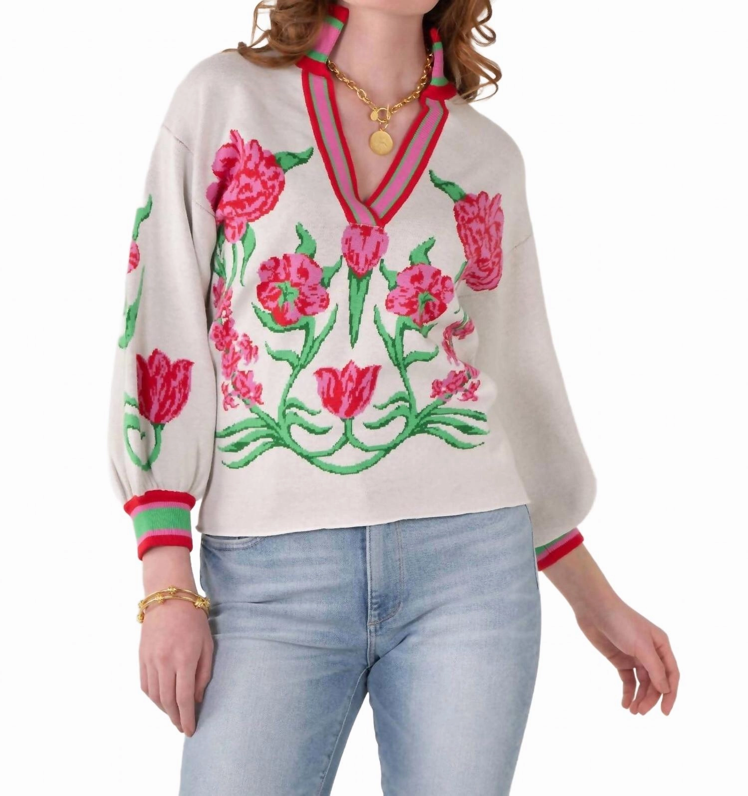 Lolli Sweater In Garden Cheetah Anti Pilling