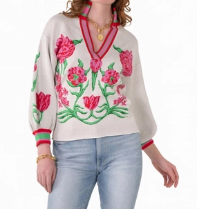 Lolli Sweater In Garden Cheetah Fashion Knit