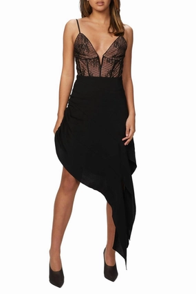 Wrap Front Travel Vibes Lona Skirt In Black