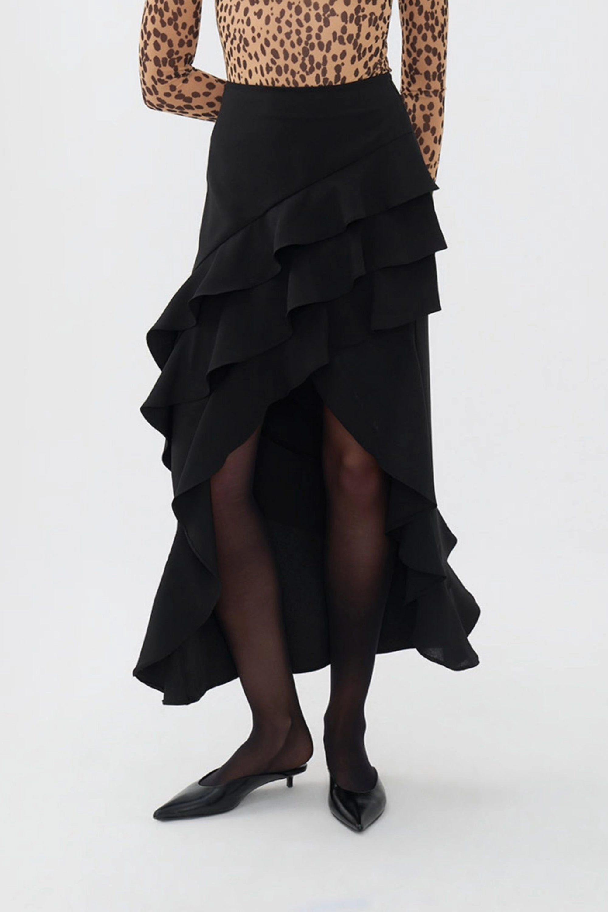 City Ready Long Skirt with Flounced