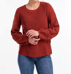Layered Wearable Knit Layering Long Sleeve Crewneck Sweater In Rust