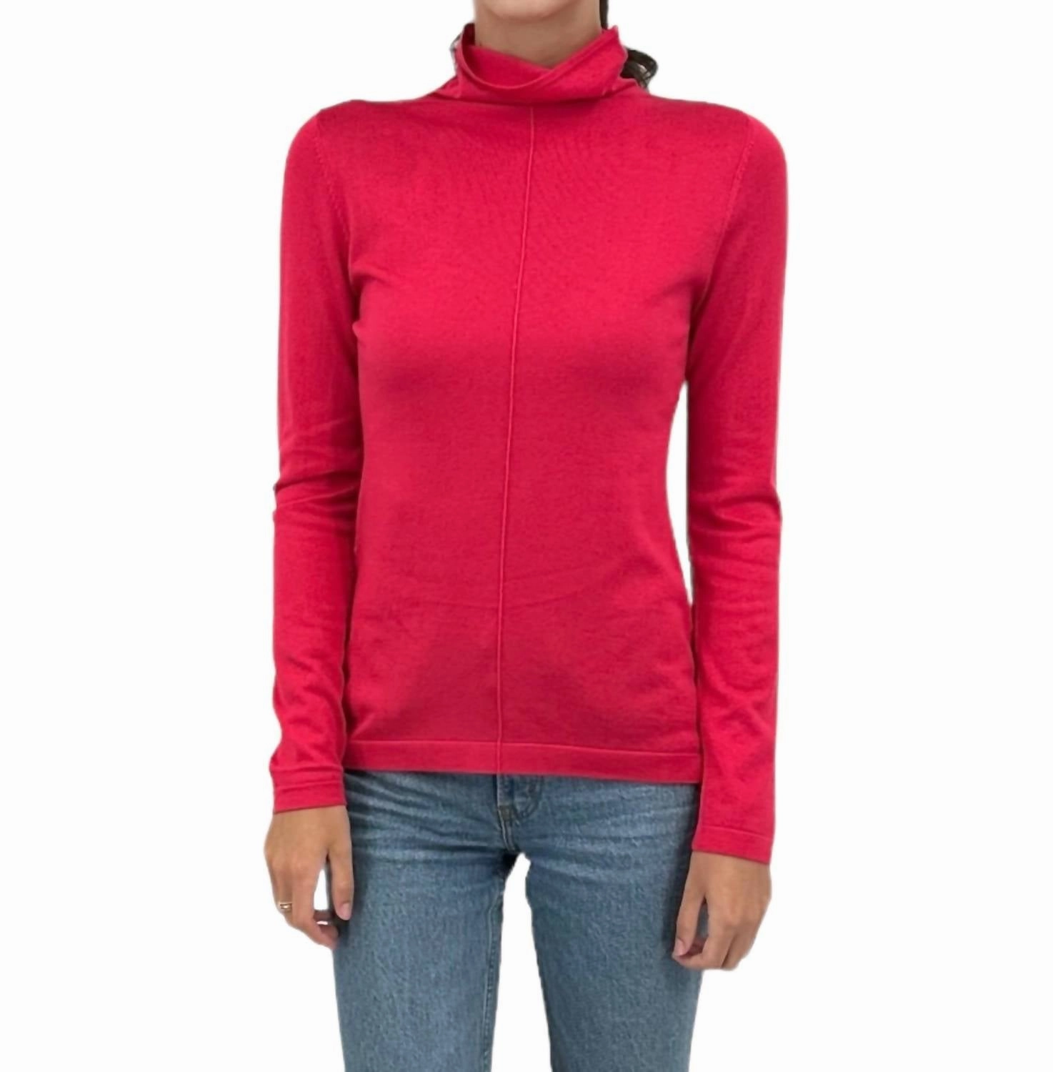 Double Layered Collar Long Sleeve Seamed Funnel In Poppy