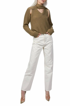 Luxury Comfort Trendy Outfit Loop Chunky Sweater In Olive