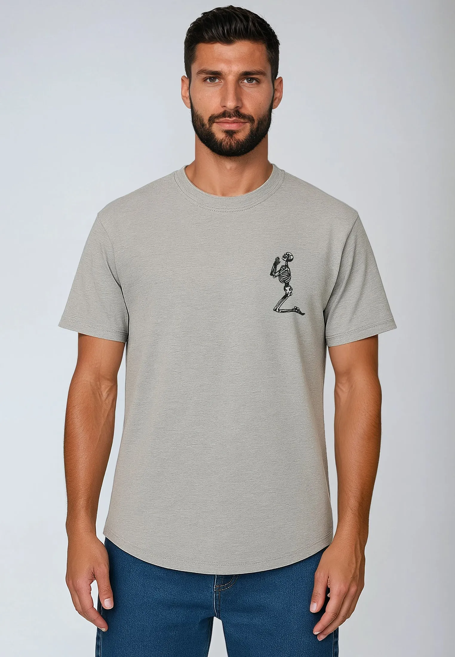 ESSENTIAL BIG SKELETON GREY MARL T-SHIRT Modern Comfort Style Breathable Cotton Fabric