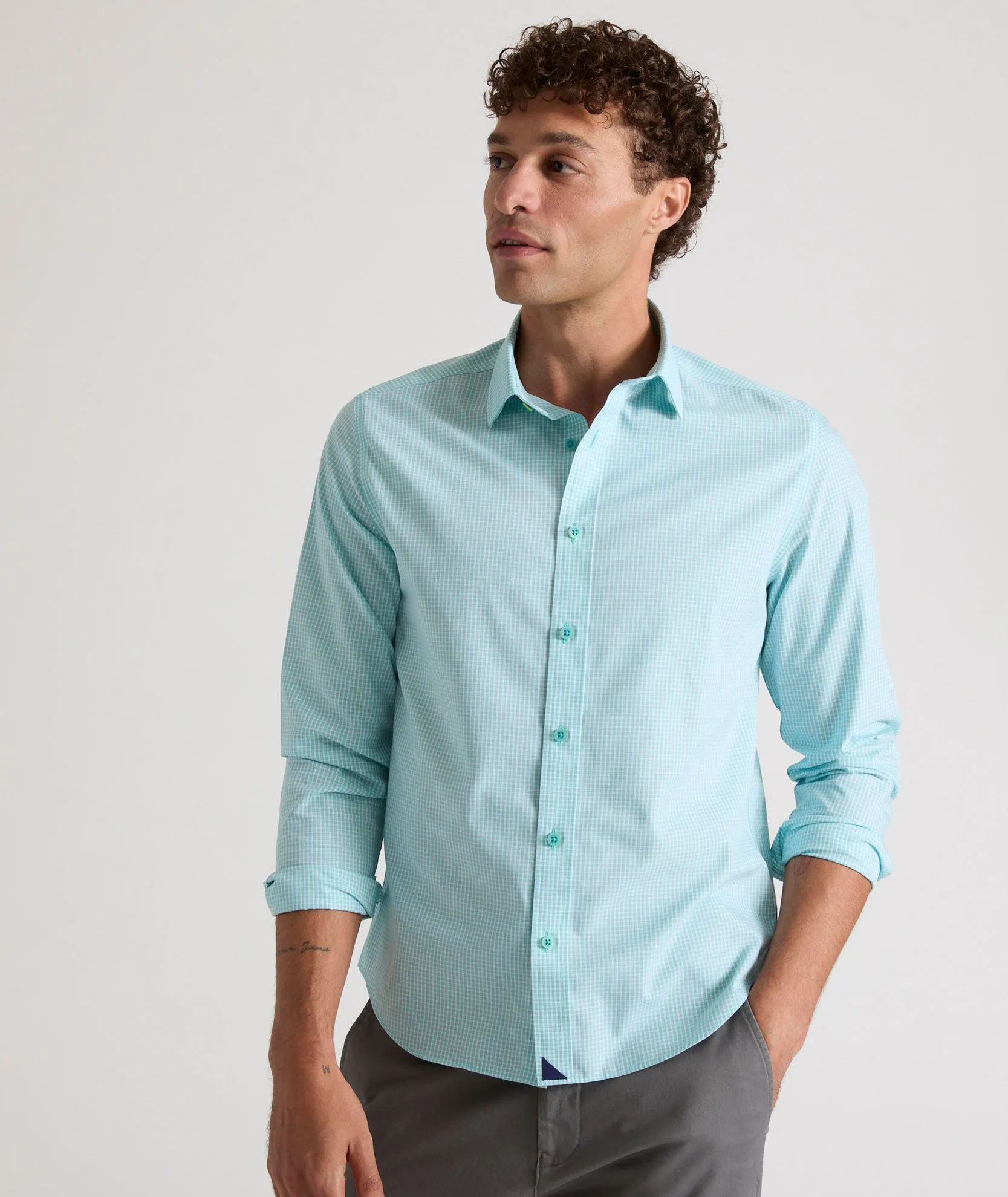 Wrinkle-Free Travers Shirt Embroidered Detail Mesh Insert