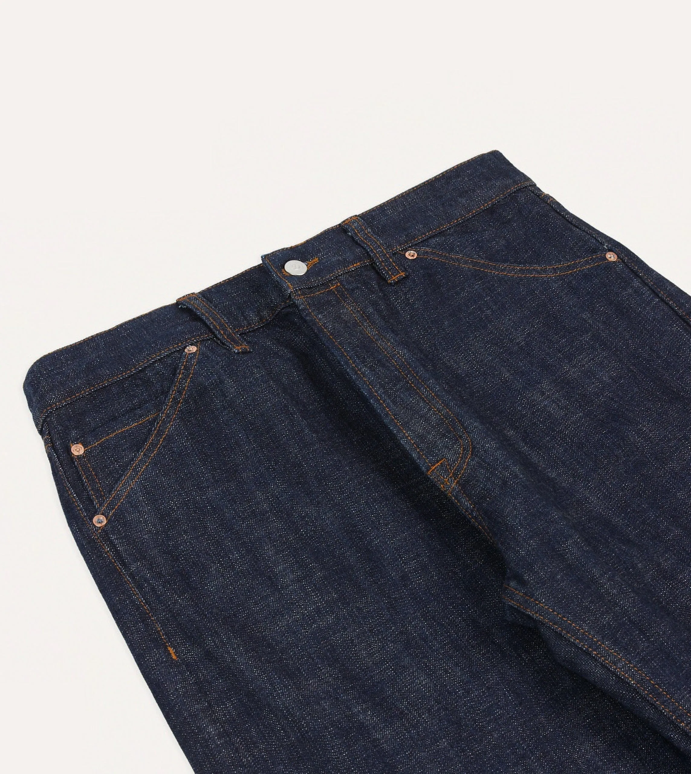 Thermal Regulating Light and Cozy Indigo Rinse 15.5oz Japanese Selvedge Denim Five-Pocket Jeans
