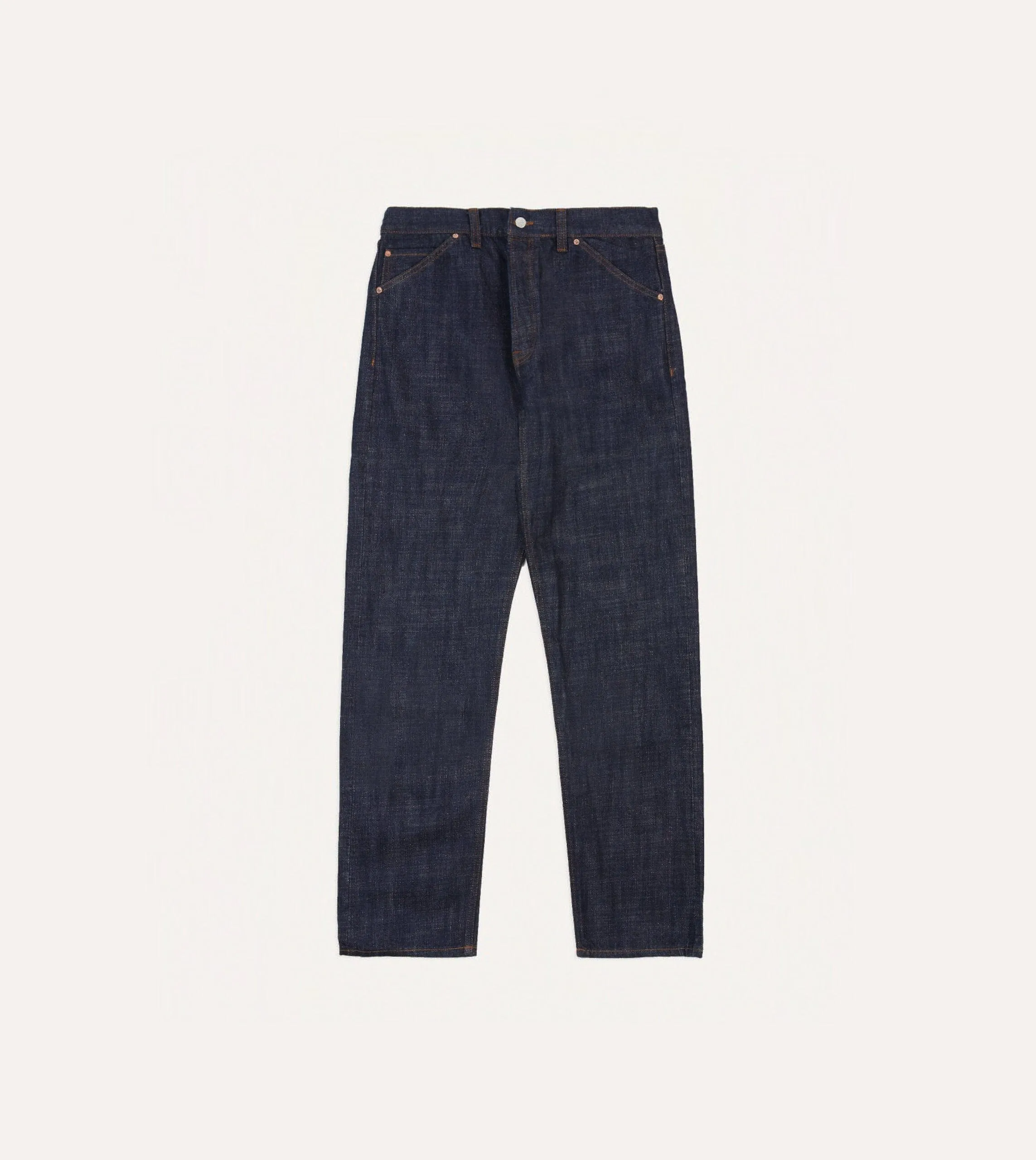 Quick Comfort Fit Comfortable Style Indigo Rinse 15.5oz Japanese Selvedge Denim Five-Pocket Jeans