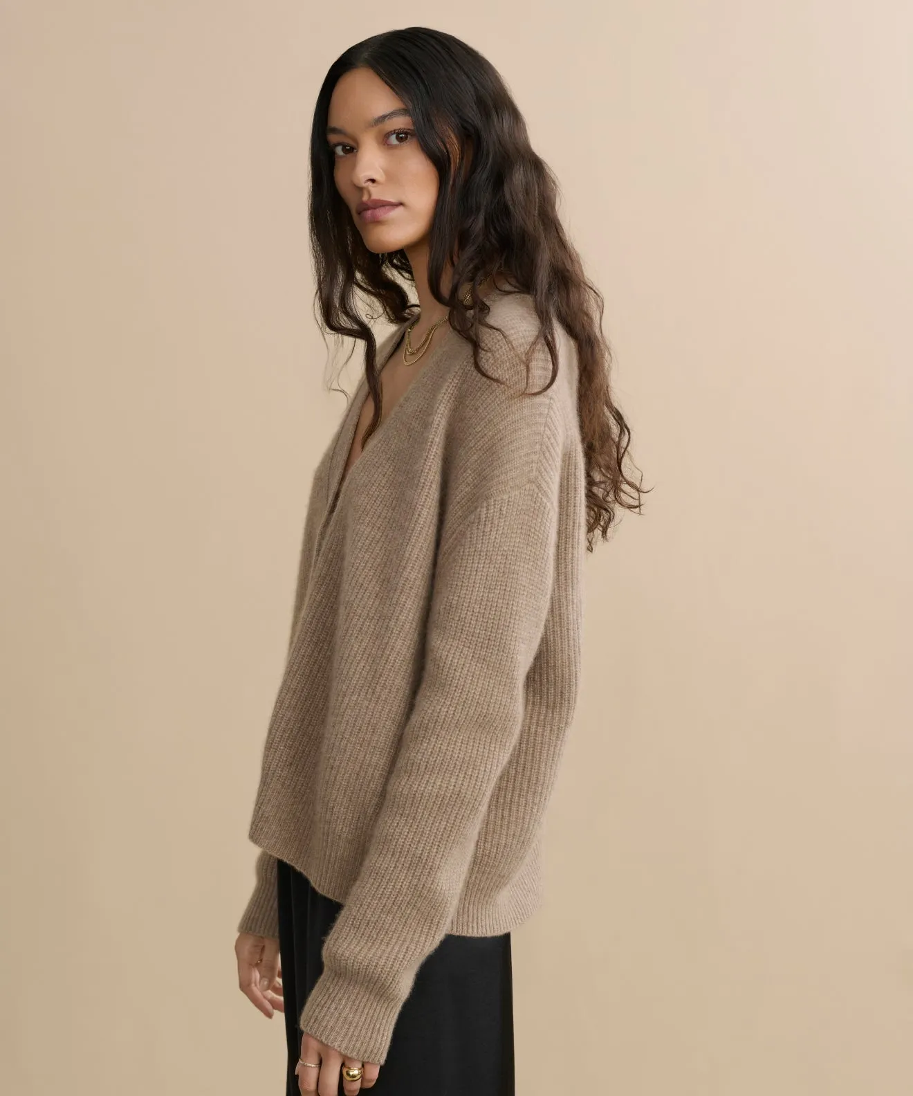 HighElastic Recovery Under Layer Cropped Cashmere Cocoon Cardigan