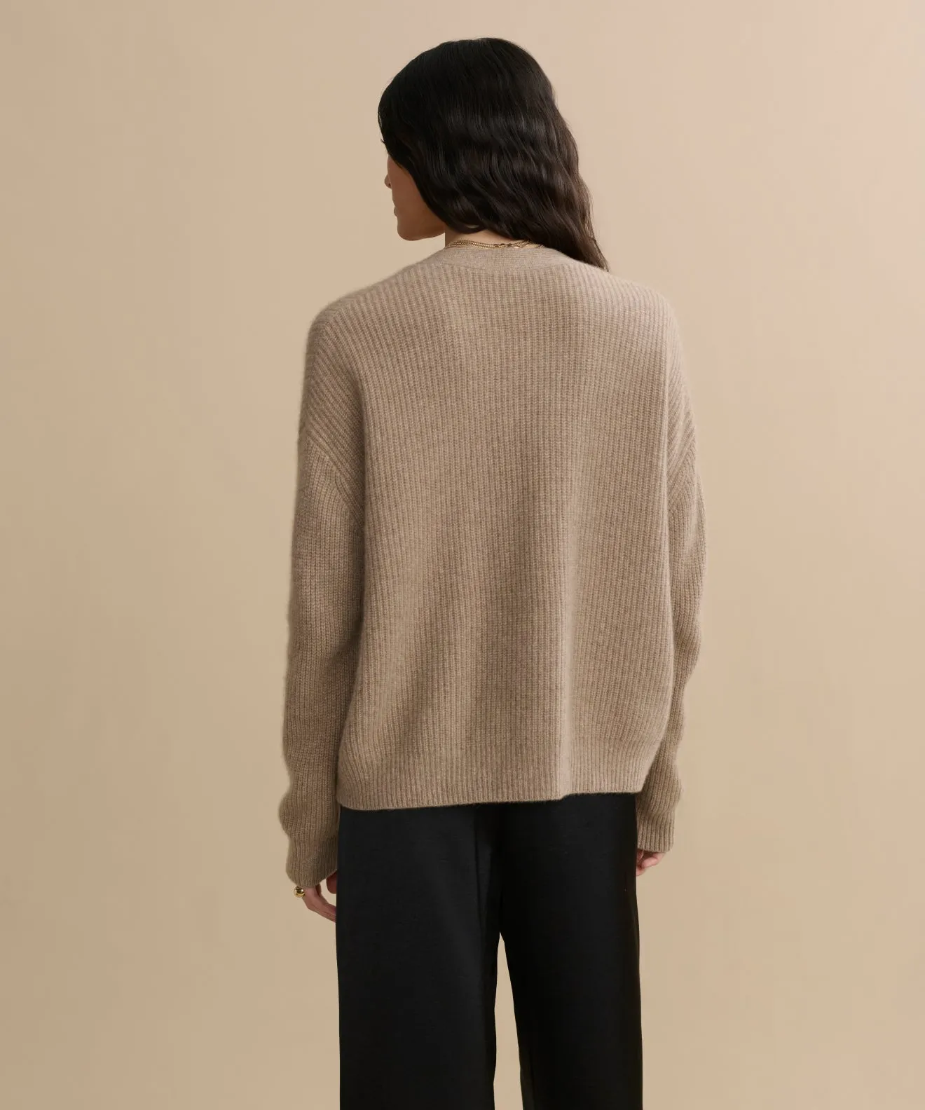 Cropped Cashmere Cocoon Cardigan Natural Fiber Construction