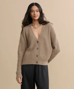 Layered Texture Water Repellent Treatment Cropped Cashmere Cocoon Cardigan
