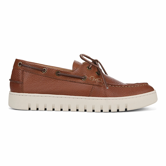 Mens Vionic Uptown Boat in Tan Snug Lining Grippy Outsole