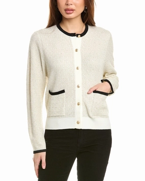 Gracia Textured Wool-Blend Cardigan Multipanel Construction Timeless Knitwear