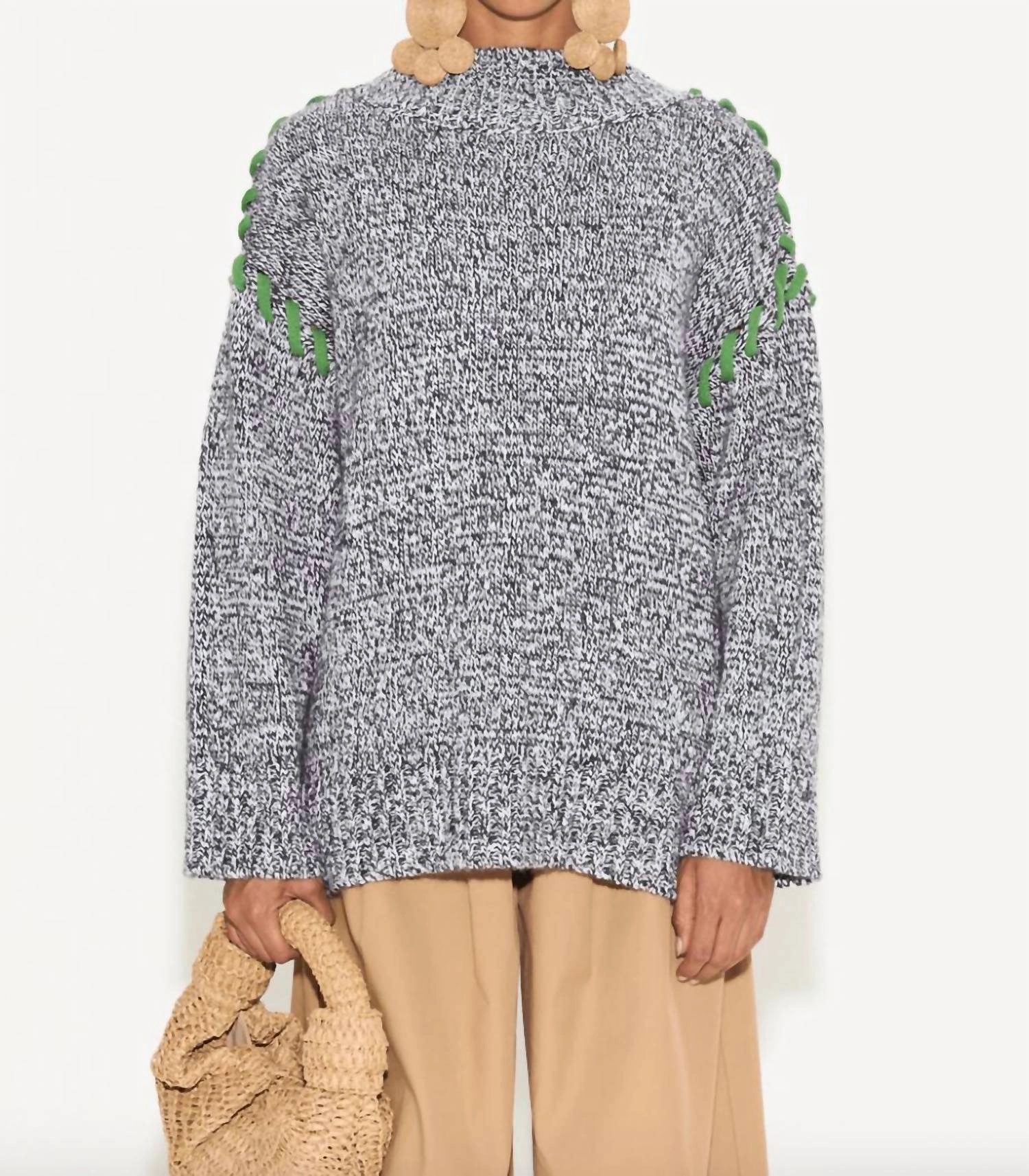 Versatile Apparel Leith Knit Whipstitch Sweater In Grey