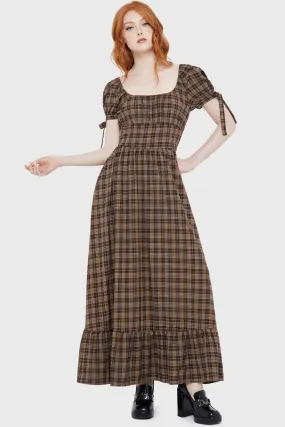 Grim Gretchen Dress [BROWN TARTAN] Countryside-Style Bold Cut