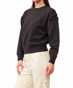 Lucinda Crew Neck Sweatshirt In Black Lightweight Knit