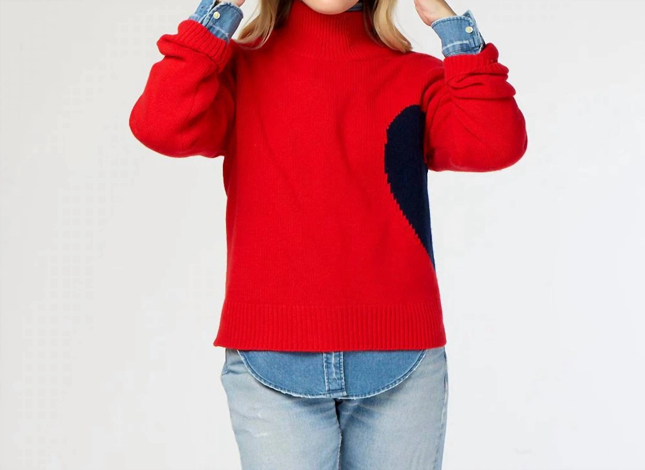 Premium Knitwear Lucy Imperfect Heart Sweater In Cherri Red