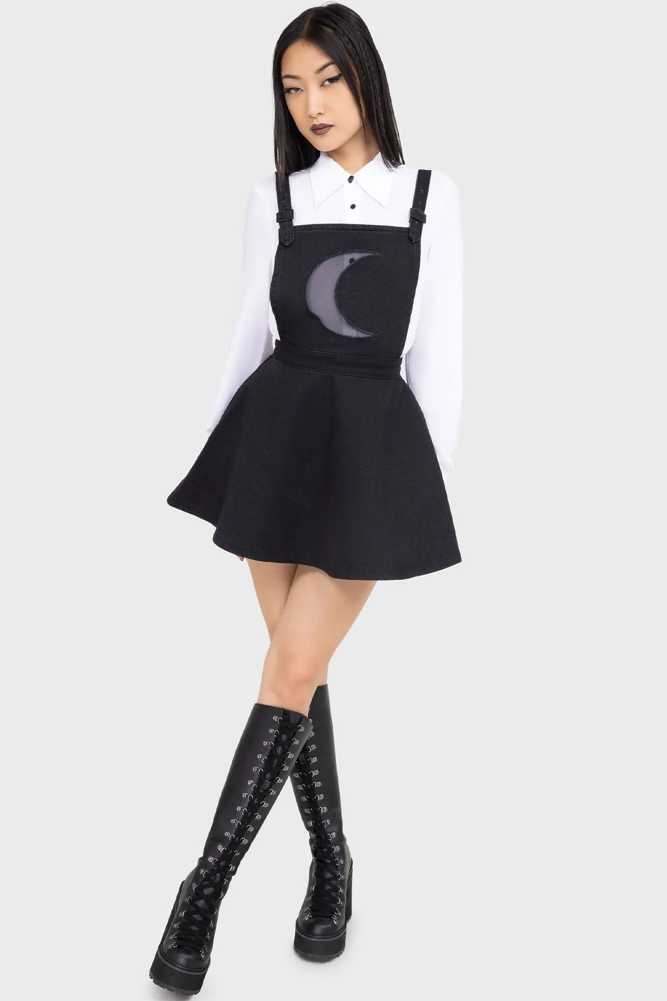 Eye Appeal Satin-Finish Luna Orb Pinafore Dress