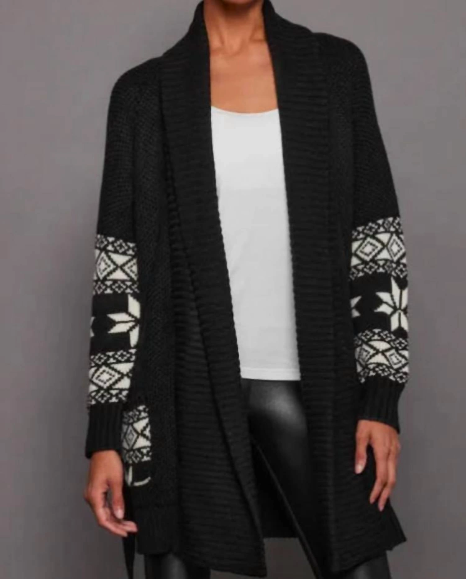 Cold Weather Gear Shiloh Southwestern Cardigan In Black Multi