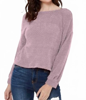 Trendy Winter Kaia Chenille V Back Top In Mauve