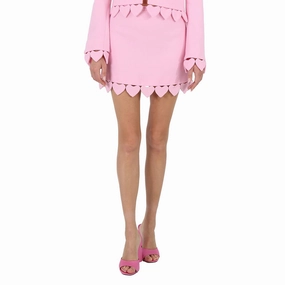 Mach & Mach Ladies Pink Heart-Shaped Crystal-Trim A-Line Skirt Polished Cut