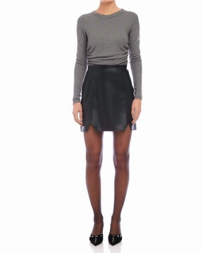 Water Resistant Statement Fashion Macy Faux Leather Mini Skirt In Black