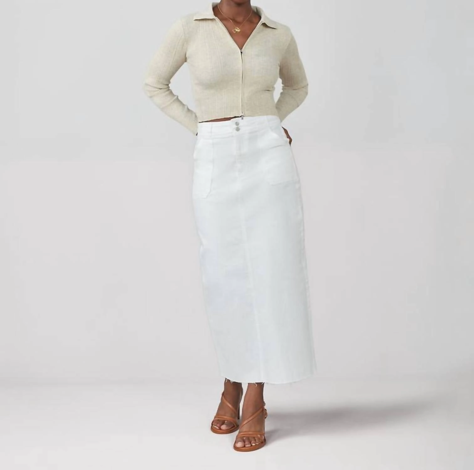 Refined Mood Madlyn High Rise Maxi Skirt In White