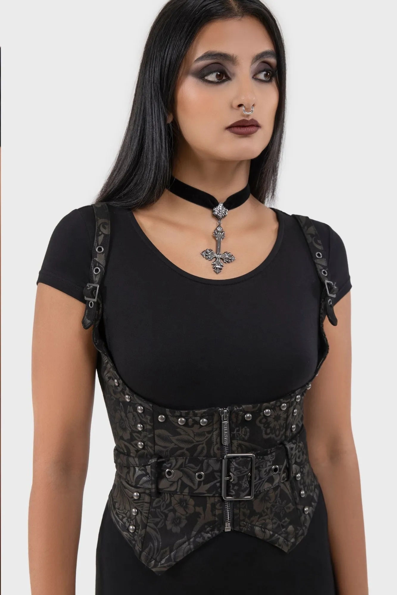 Malapas Underbust Corset [BLACK LILY] Yarn Dyed Stripes