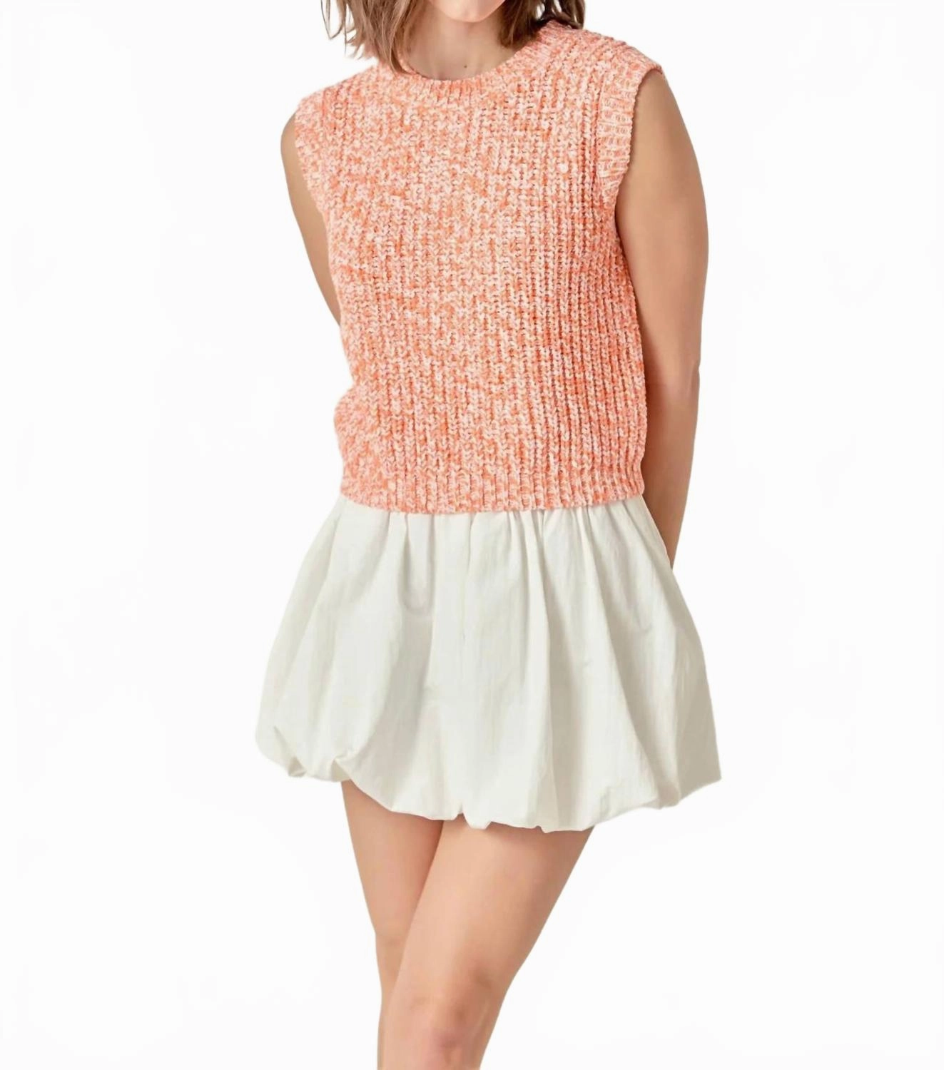 Winter Layering Mara Sleeveless Sweater In Orange