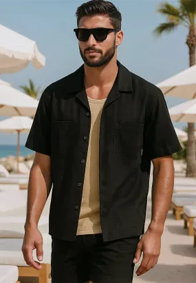 Dressy look MARBELLA LIGHTWEIGHT HOLIDAY SHIRT JET BLACK