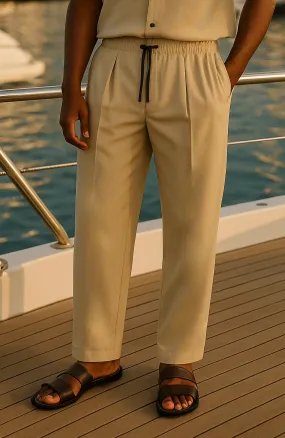 MARBELLA PLEATED HOLIDAY TROUSERS DUNE Body shaping Crisp Design