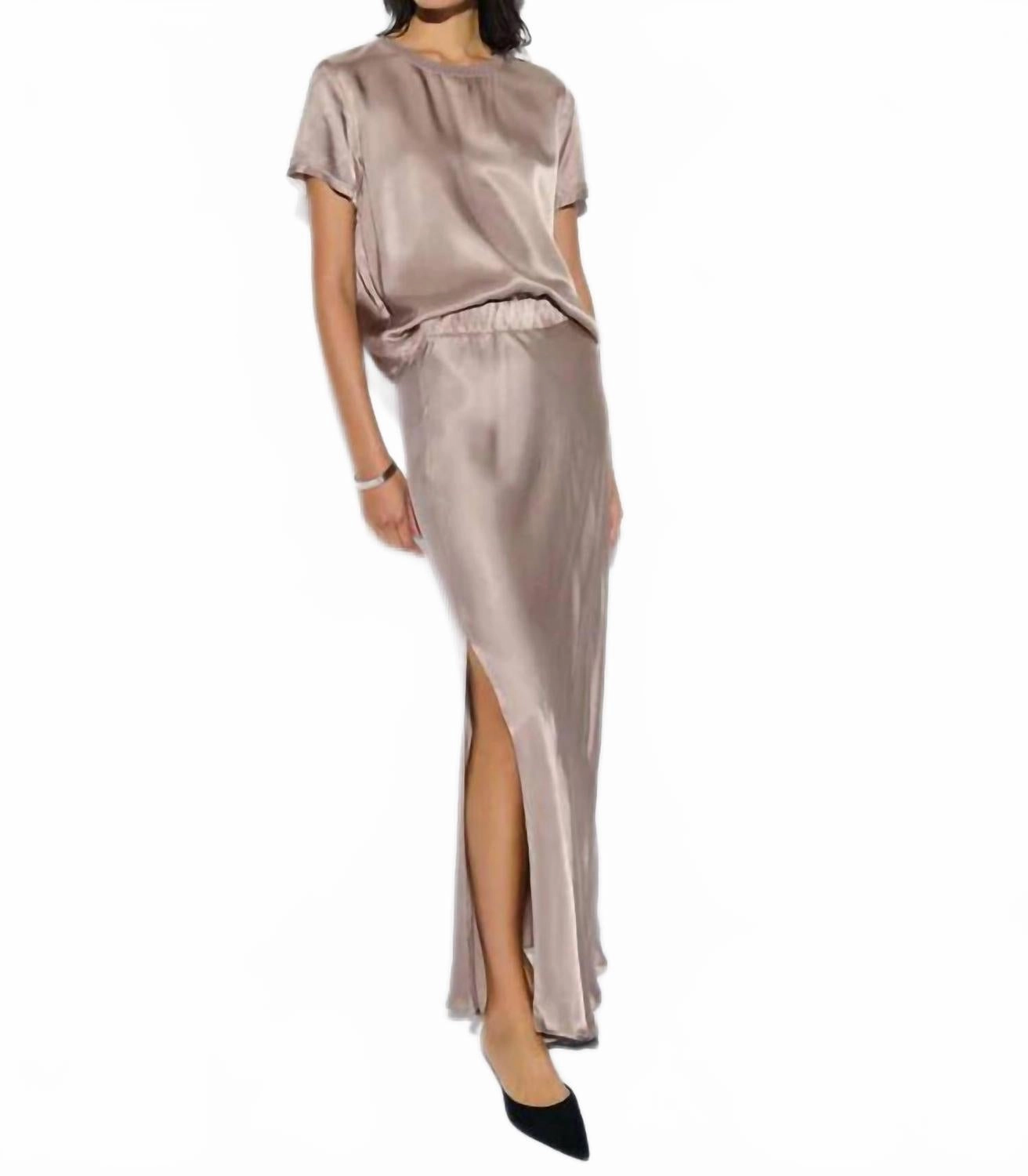 Maribel Skirt With Slit In Mushroom Non Restrictive