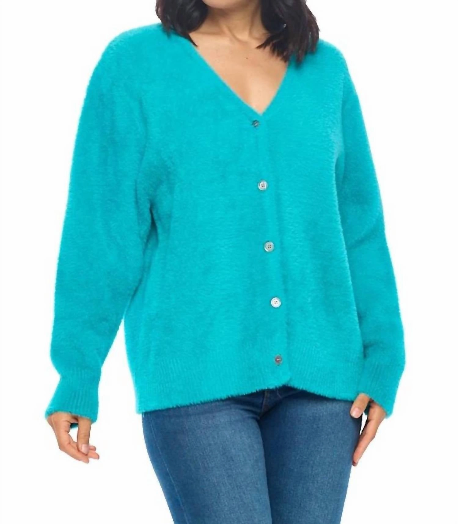 Marisol Cardigan Sweater In Forest Green Eco Friendly Yarn Blend Tactile Grid Knit
