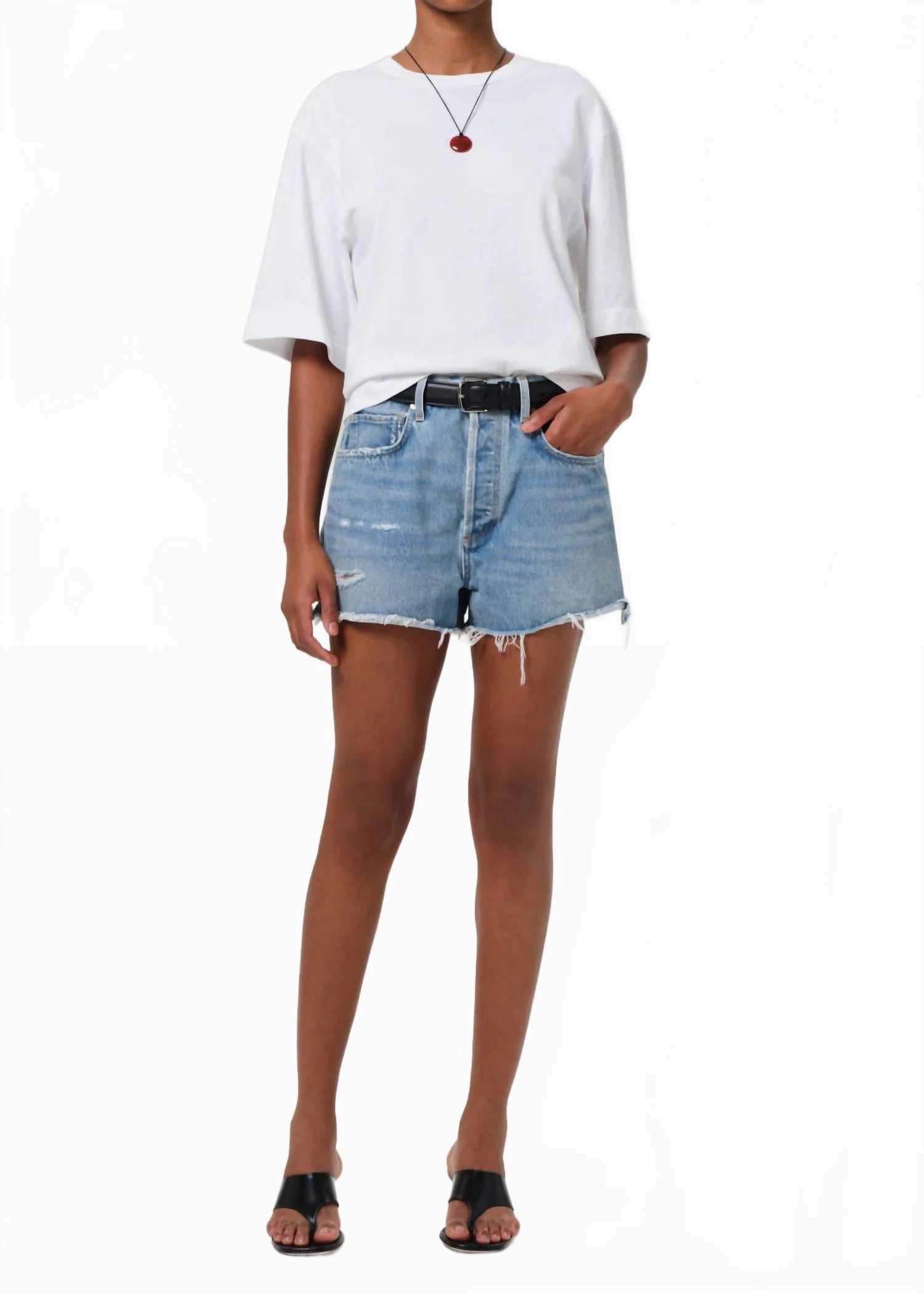 Adaptive Tension Control Marlow High Rise Jean Shorts In Blue
