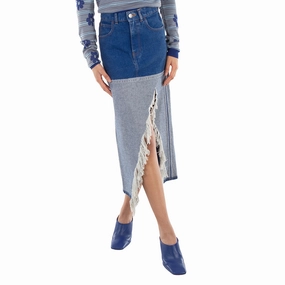 Suede Feel Easy Style Marni Bleached Coated Denim Midi Skirt