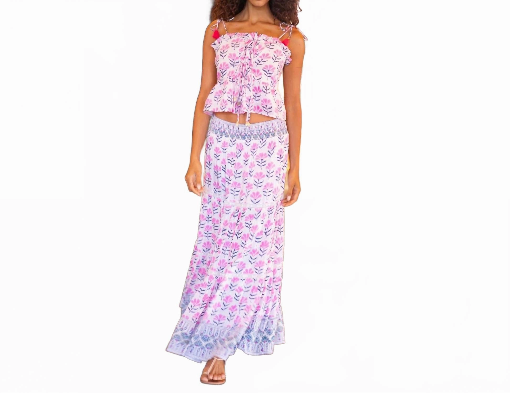 Smooth Look Urban Edge Marni Maxi Skirt In Fuschia Navy Flower