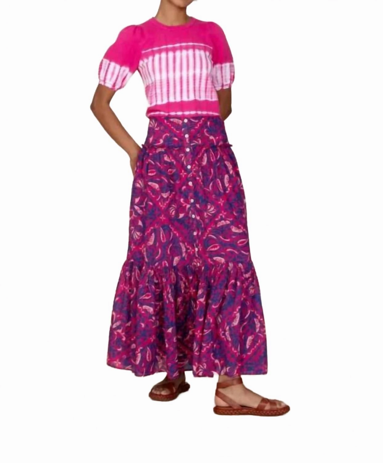 Luxury Finish Soft Combo Marta Bandana Skirt In Fuchsia