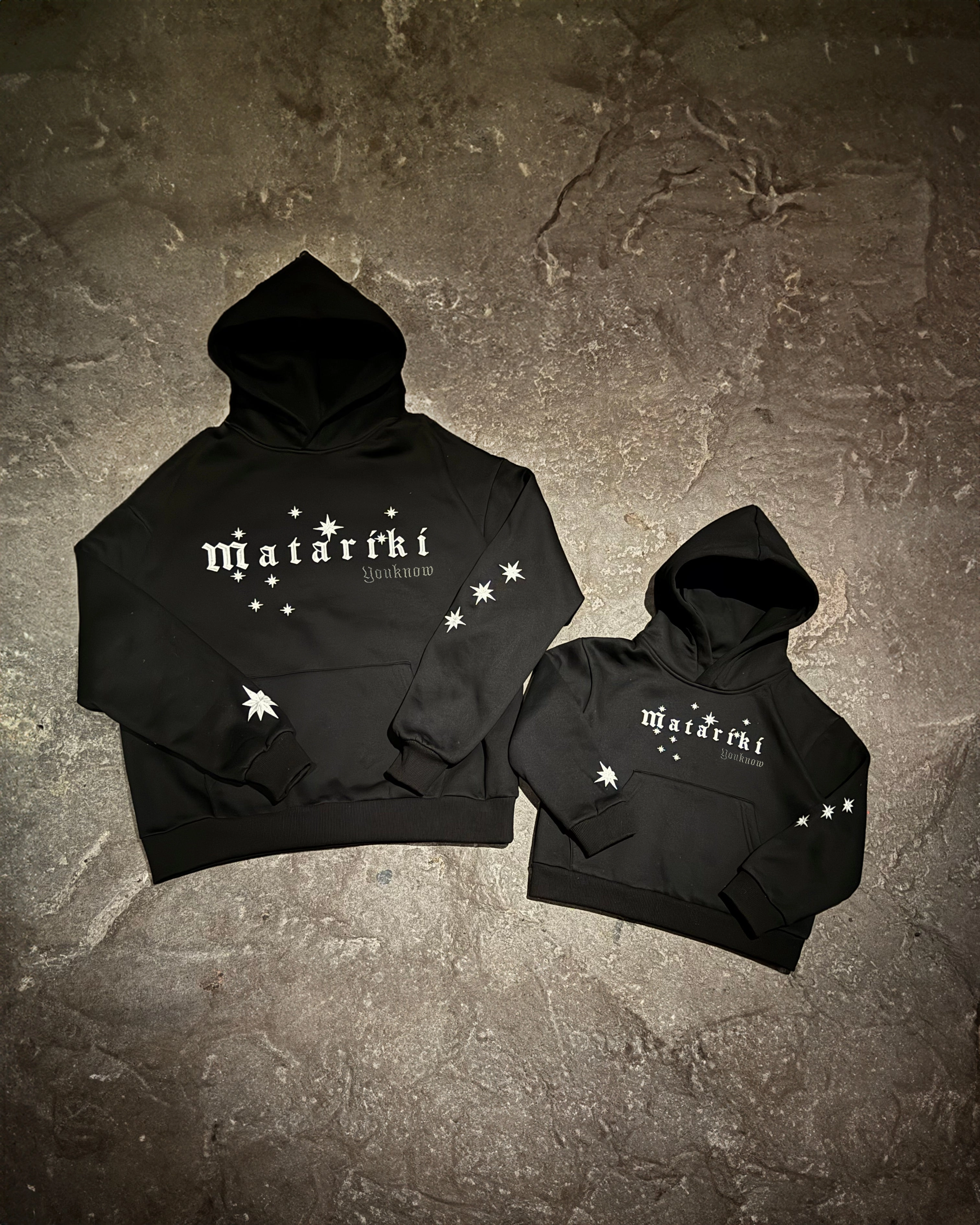 Vintage Look Matariki Hoodie | Black