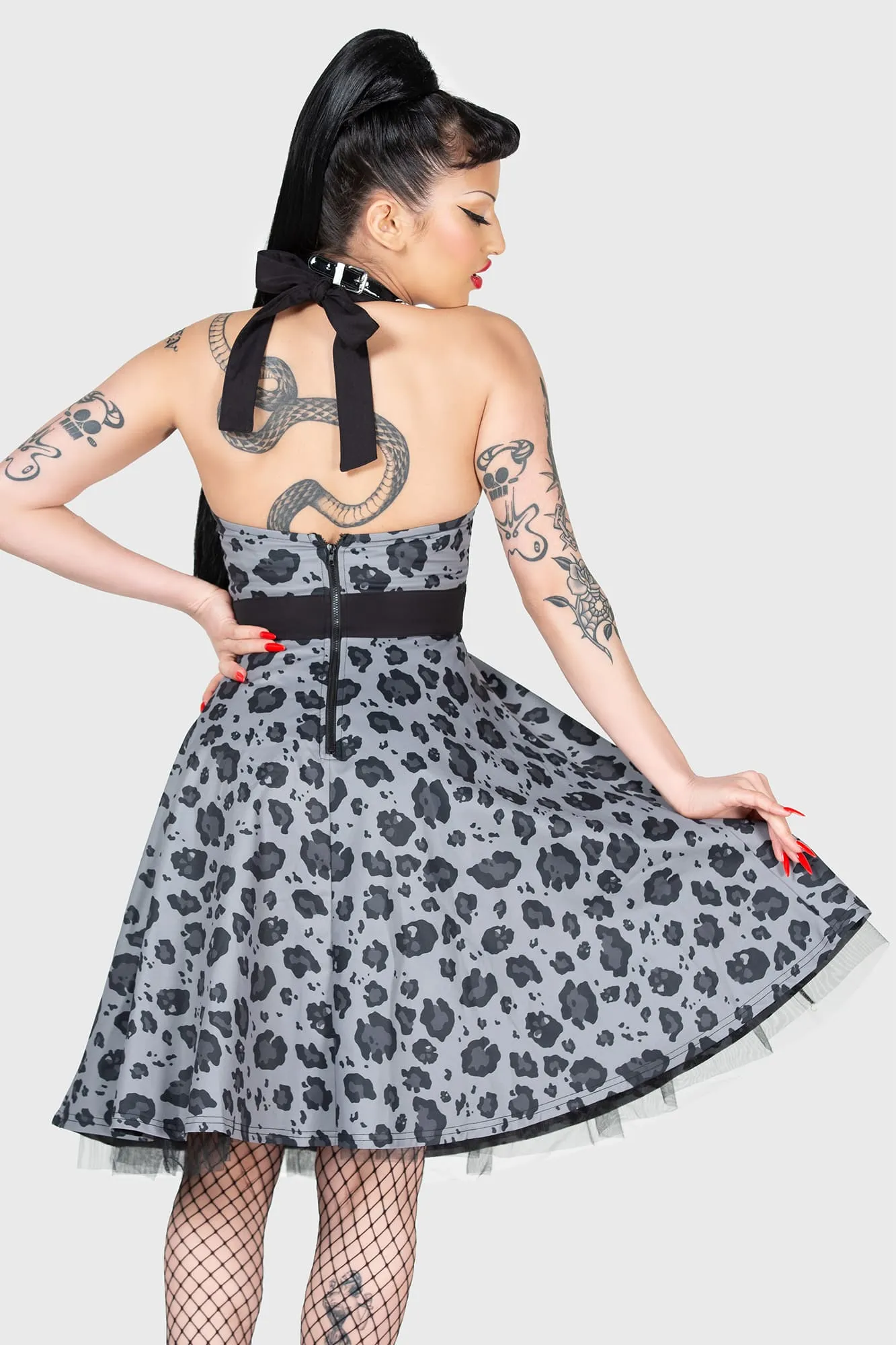 Functional-Design Clasp-Closure Backseat Bingo Skater Dress