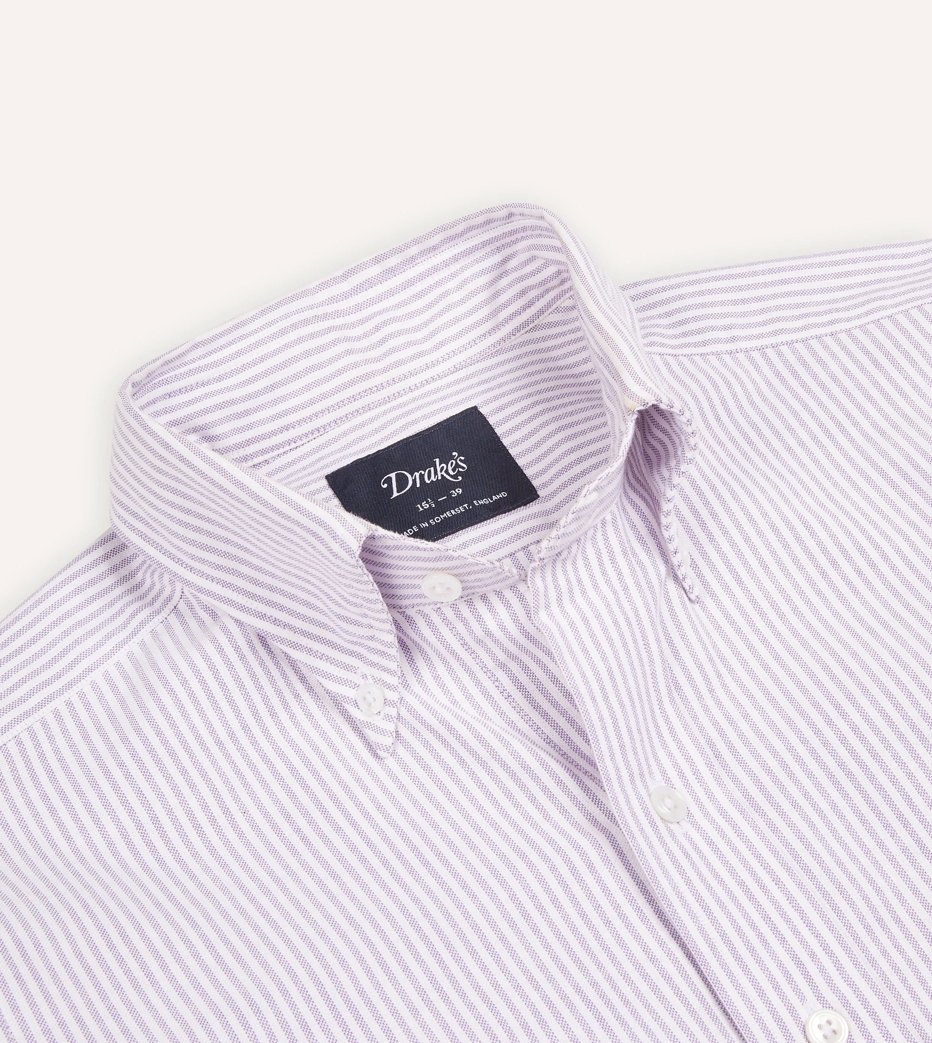 Lilac Ticking Stripe Cotton Oxford Cloth Button-Down Shirt Festive Look Graduation Attire