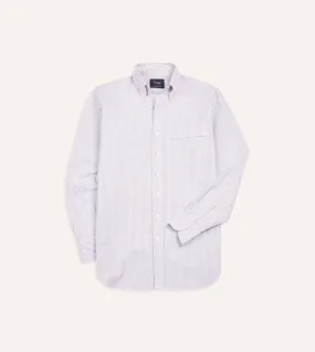 Ethical production Night Out Lilac Ticking Stripe Cotton Oxford Cloth Button-Down Shirt