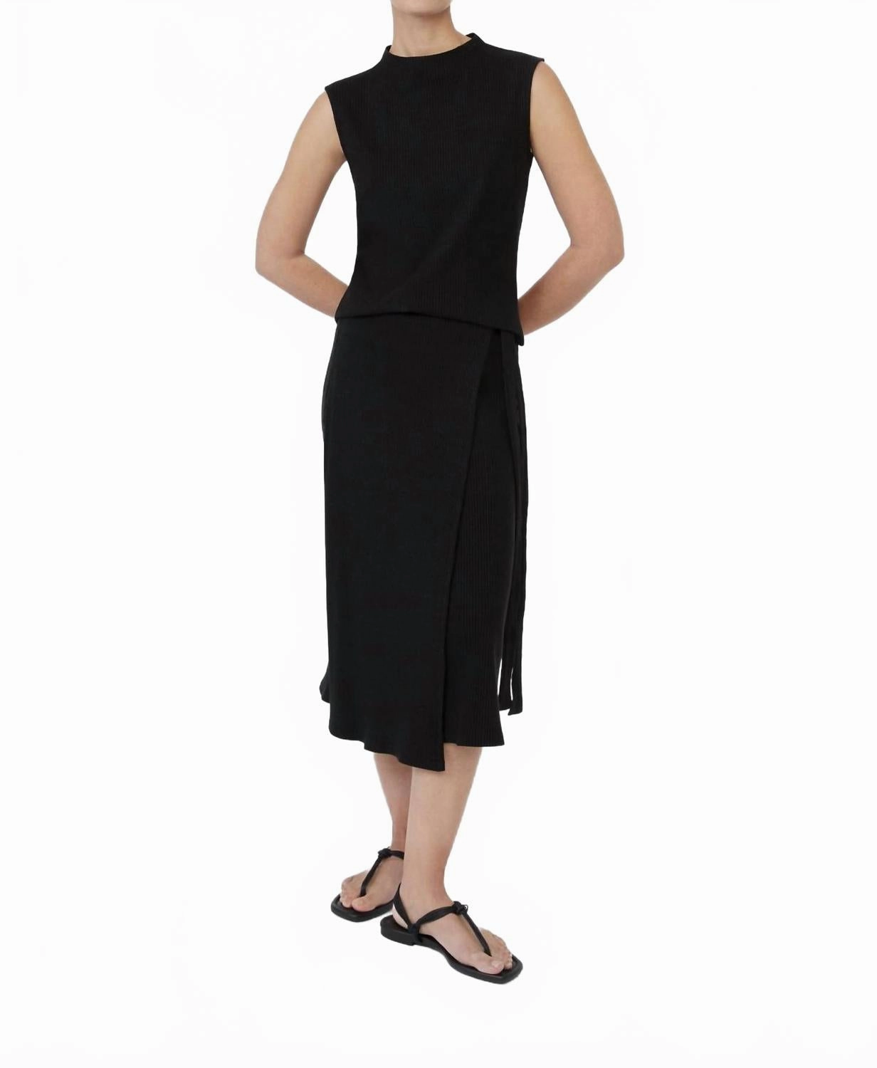 Rib Knit Wrap Skirt In Black Mood Outfitboard