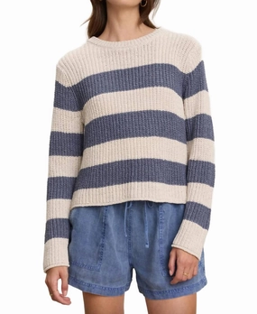 Soft Knit Design Comfy Vibe Maxine Stripe Sweater In Chalk