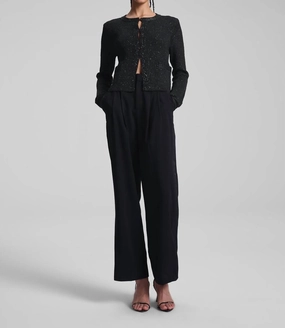 Snuggly Knitwear Meg Sequin Embellished Cardigan In Black