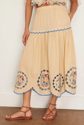 Subtle Detail Melinda Embroidery Skirt In Ecru