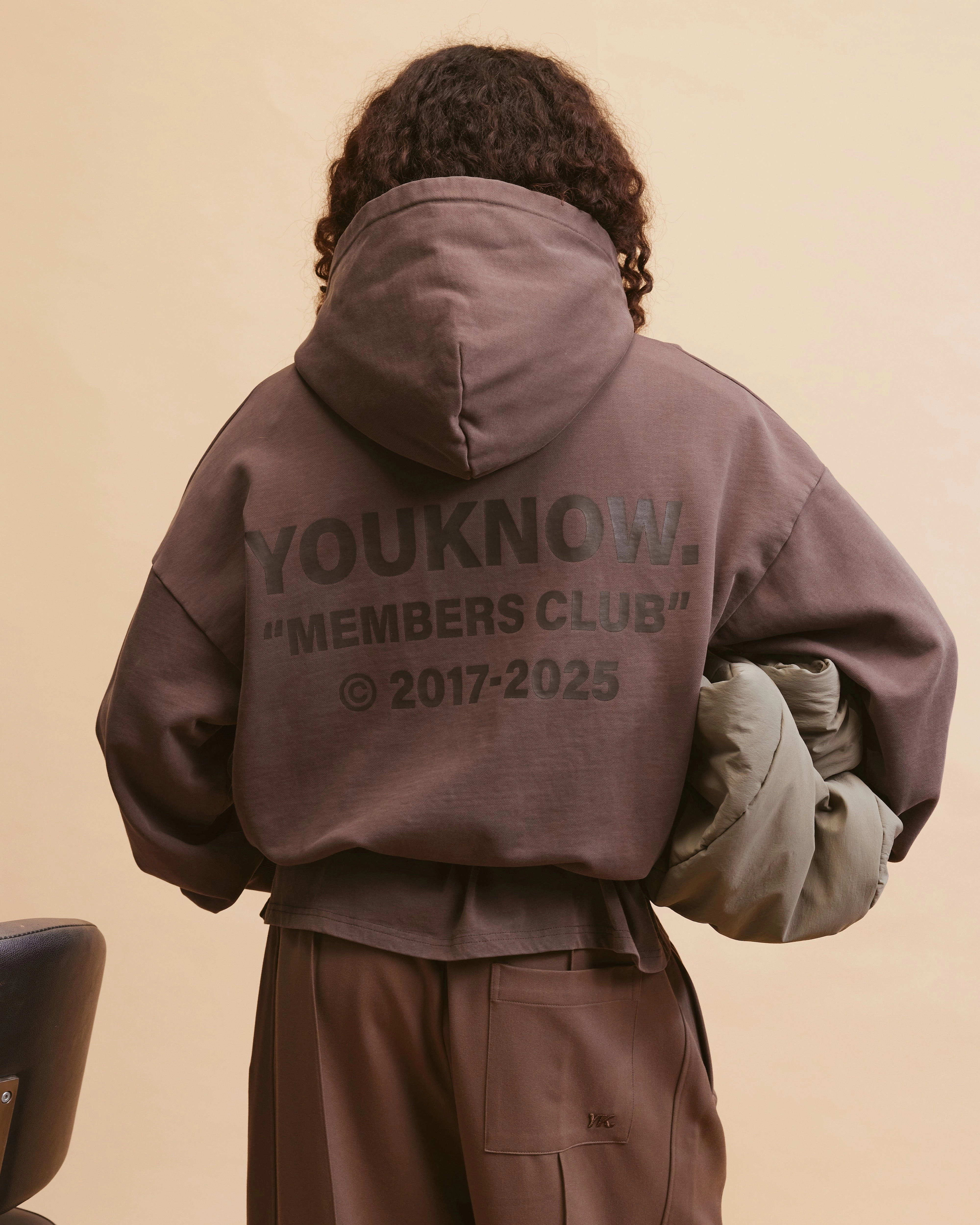 Flex Fit Fabric Members Club Hoodie | Washed Brown